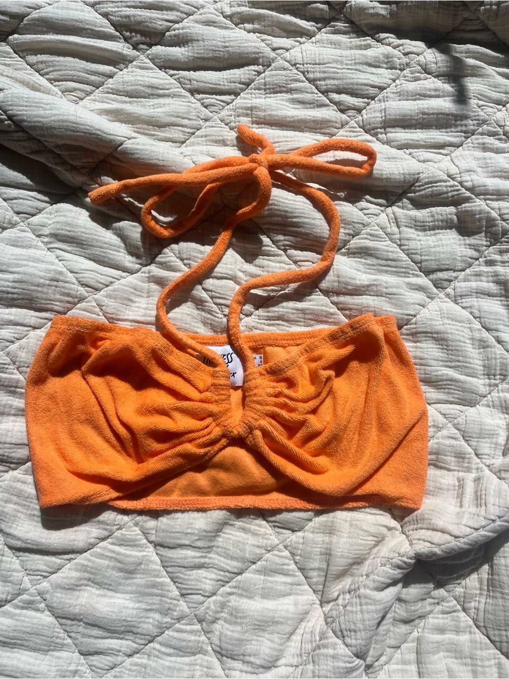 Princess Polly Orange Terrycloth Ruched Bandeau Halter Top